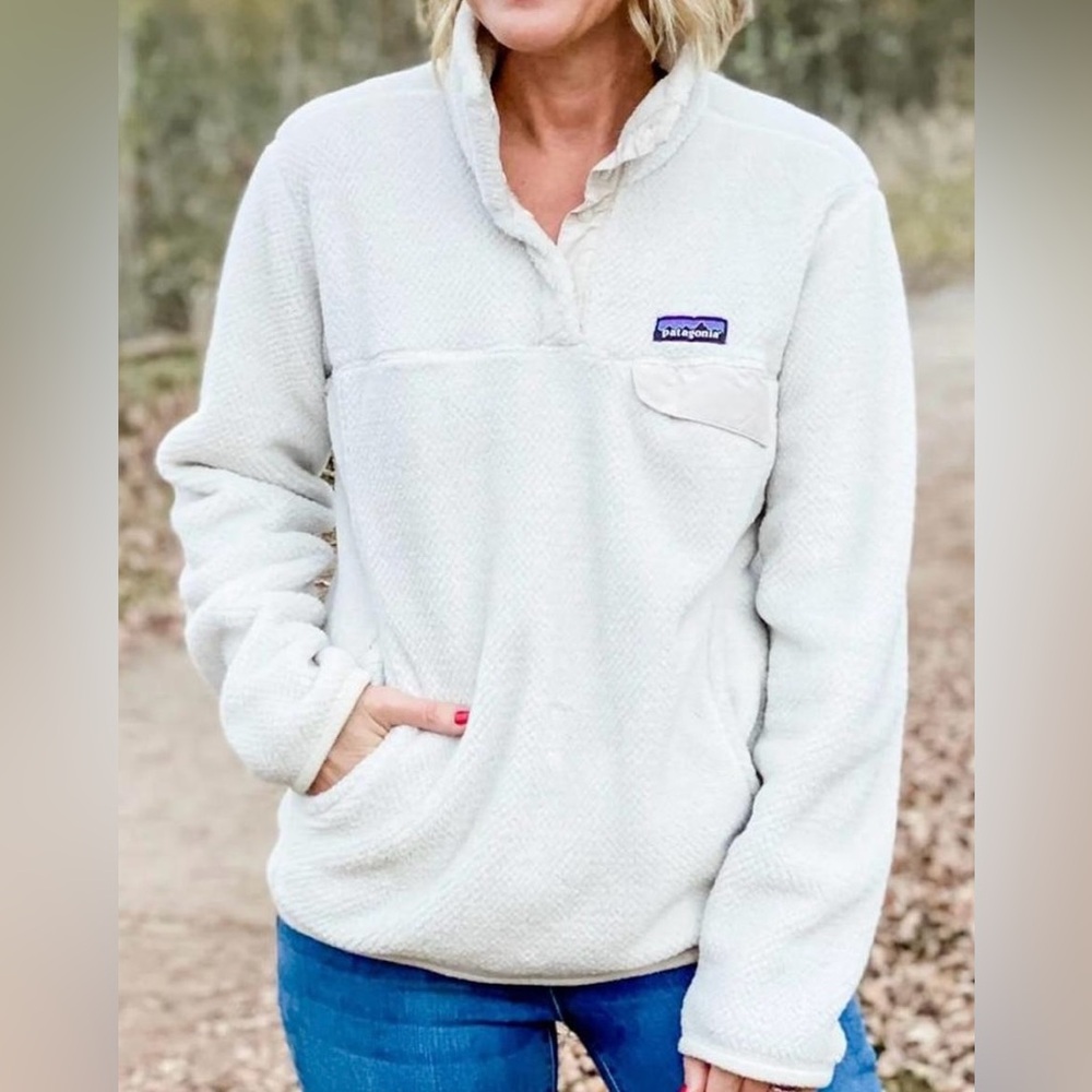Patagonia Re-tool Snap-t Fleece Pullover in cream color  size Xsmall